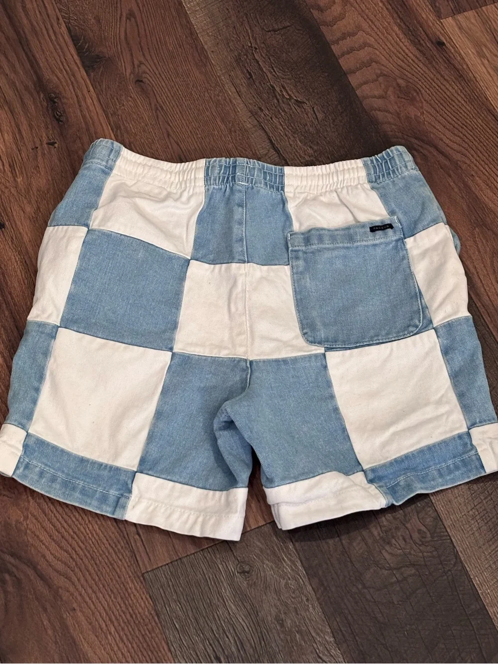 PacSun Blue and White Checkerboard Men’s Shorts in size Medium